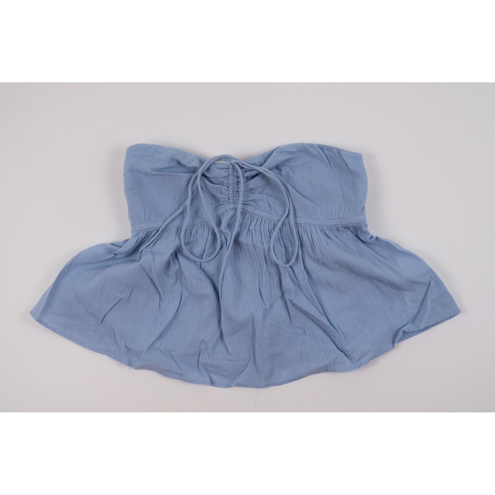 Aritzia Sunday Best Pauline Top Ripple Blue Strapless Peplum S NWT